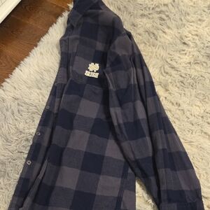 Navy Blue Plaid Casual Button Down Shirt